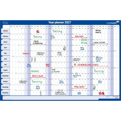 Legamaster -  Jaarpl27 lm 90x60cm hor gelamineerd en oprolbaal