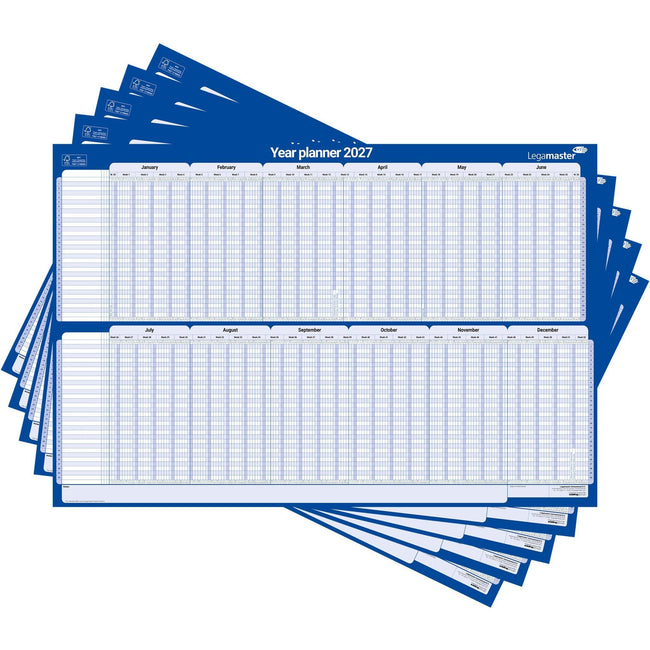 Legamaster -  Projectplanner 2027 lm 90x60cm hor gelamineerd | 5 stuks