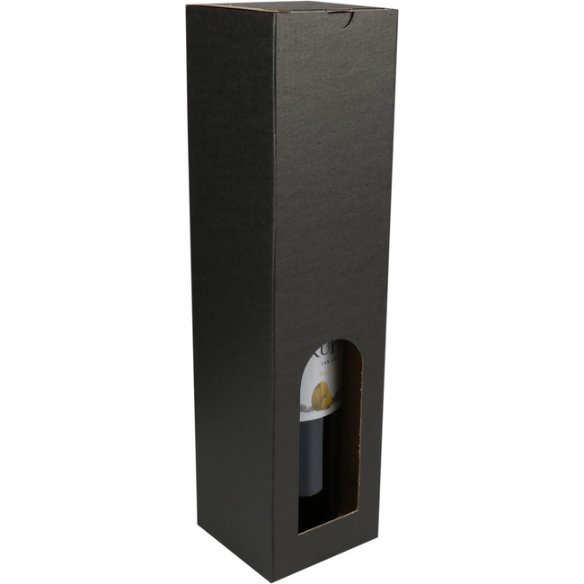 Klika -  Flesdoos, Basic line, golfkarton, 1 fles, 88x87x350mm, zwart, 120 stuks