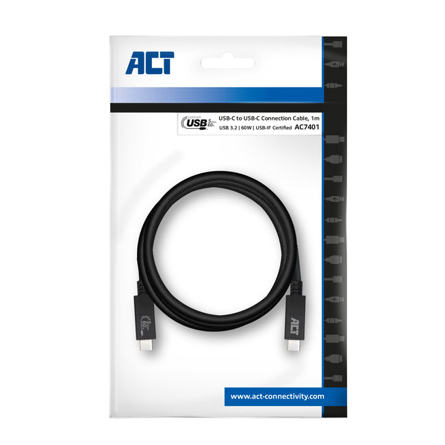 ACT -   USB 3.0 kabel, USB-C, USB-IF gecertificeerd, 1 meter