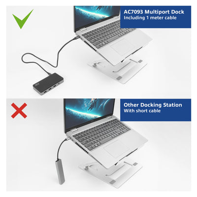 ACT -   USB-C 4K MST dockingstation voor 2 HDMI-monitoren, Ethernet, USB-C, 3x USB-A, PD passthrough en 1 meter lange af