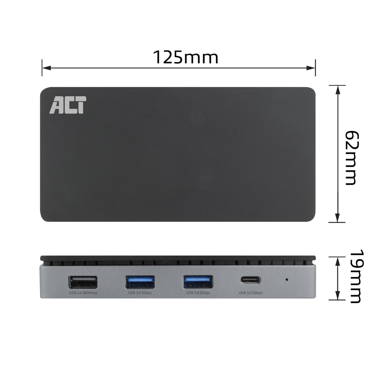 ACT -   USB-C 4K MST dockingstation voor 2 HDMI-monitoren, Ethernet, USB-C, 3x USB-A, PD passthrough en 1 meter lange af