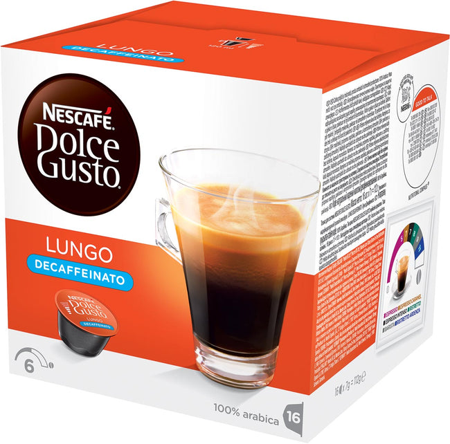 Nescafé -   koffiecapsules, Lungo Decaffeinato, pak van 16 stuks