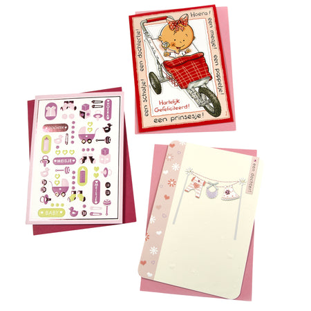 Trombone - Recharge carte de voeux set naissance fille 6 cartes