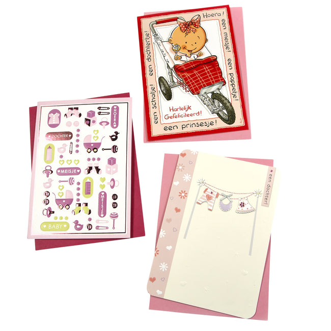 Graffetta - Set ricarica biglietti d'auguri nascita figlia 6 carte