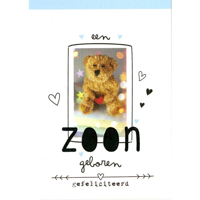 Paperclip -  Wenskaart  geboorte zoon 6 stuks
