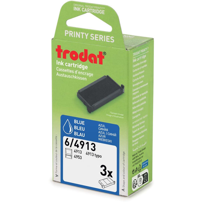 Trodat -  vervangkussen, voor stempel 4913, blister van 3 stuks, blauw