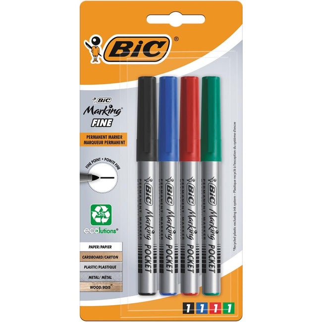 Bic - Permanent marker ECOlutions, schrijfbreedte 1,1 mm, fijne punt, geassorteerde kleuren