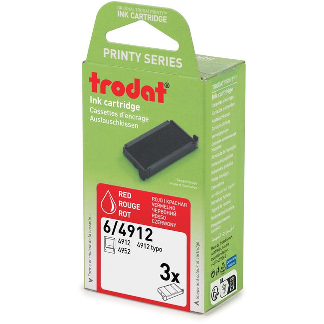 Trodat -  vervangkussen, voor stempel 4912, blister van 3 stuks, rood