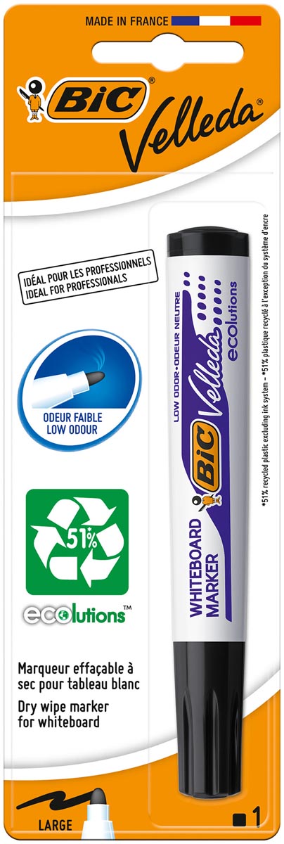 Velleda -   whiteboardmarker 1701 Ecolutions, zwart, op blister