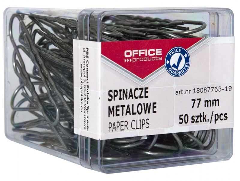 OFFICE products -   papierklemmen, 77 mm, metaal, doos van 50 stuks