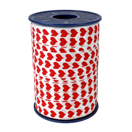Valentine - Ruban à friser 10mm x 250 mètres couleur coeurs