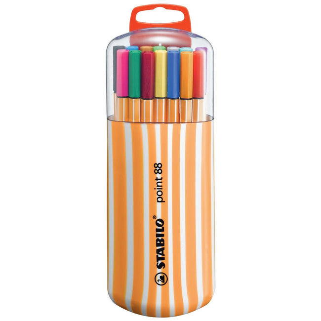 STABILO -  point 88 fineliner, Zebrui box, etui van 20 stuks in geassorteerde kleuren