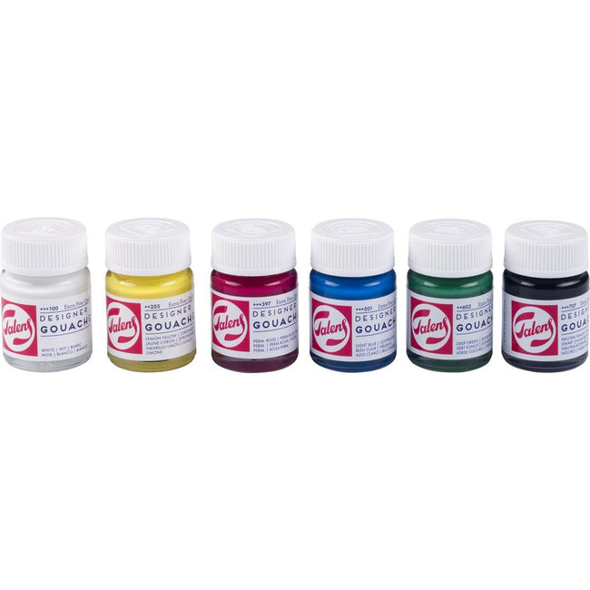 Talens - gouache Extra Fine flacon de 16 ml, lot de 6 flacons en couleurs primaires