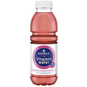 Sourcy - Water vitamin framboos/granaa fles 500ml | Krimp a 6 fles x 500 milliliter | 6 stuks