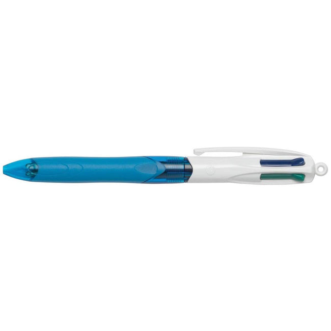 Bic - Bolígrafo 4 colores grip medio azul claro