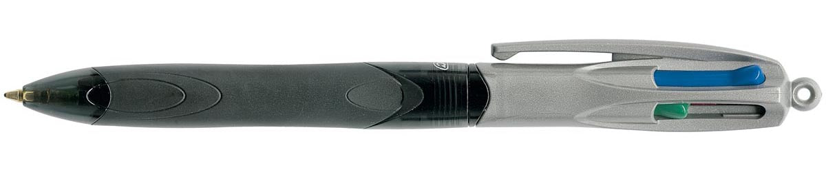 BIC -  Colours Grip Pro 4-kleurenbalpen, medium, klassieke inktkleuren, lichaam donkergrijs