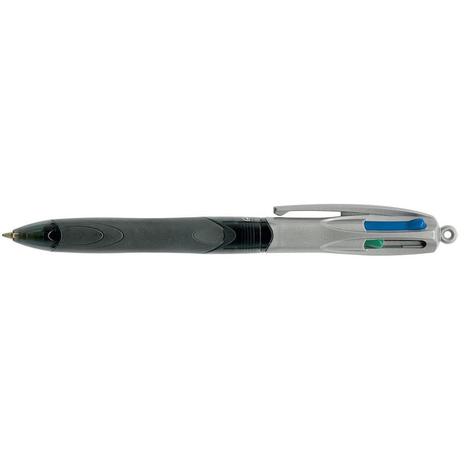 Penna a sfera Bic - Colors Grip Pro 4 colori, media, colori inchiostro classici, corpo grigio scuro