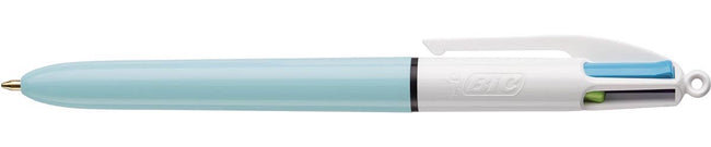 Bic – Colors Fun 4-Farben-Kugelschreiber, mittel, pastellfarbene Tinte, Gehäuse pastellblau