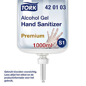 Gel d'alcool Tork S1 pour la désinfection des mains non parfumé 1000ml 420103 | 6 morceaux