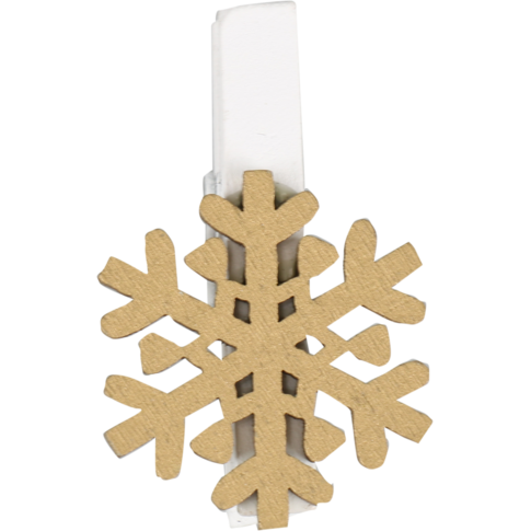 Klika - Knijper | Crystal de glace | Noël | 3x3cm | Bois | Or | 36 pièces