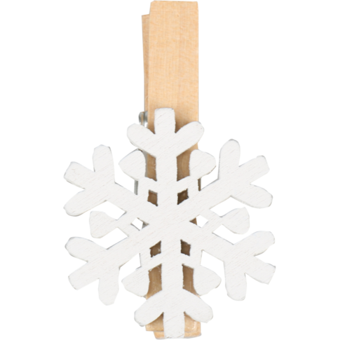 Klika - Knijper | Crystal de glace | Noël | 3x3cm | Bois | Blanc | 36 pièces