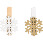 Klika - Knijper | Crystal de glace | Noël | 3x3cm | Bois | Blanc | 36 pièces