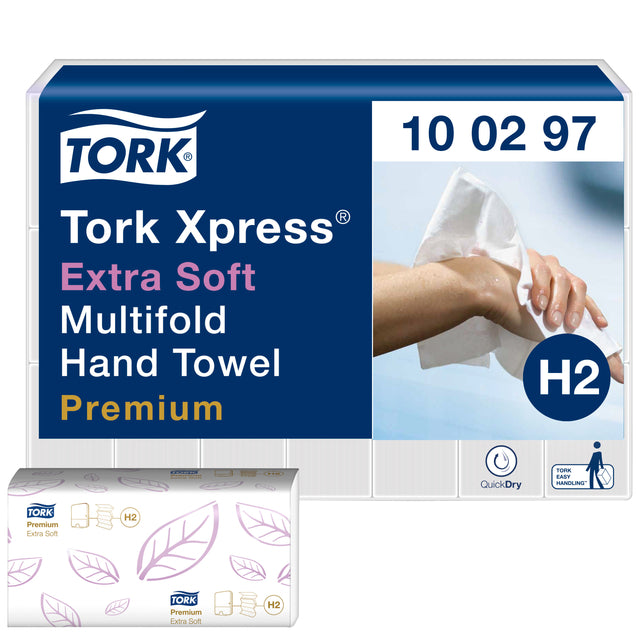 Tork - Serviette H2 Xpress Multifold 2lgs blanc 100297 | Box a 21 costume