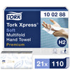 Tork - Toalla H2 Xpress multipliegue 2 capas 212x340mm 21x110 hojas blanco 100288