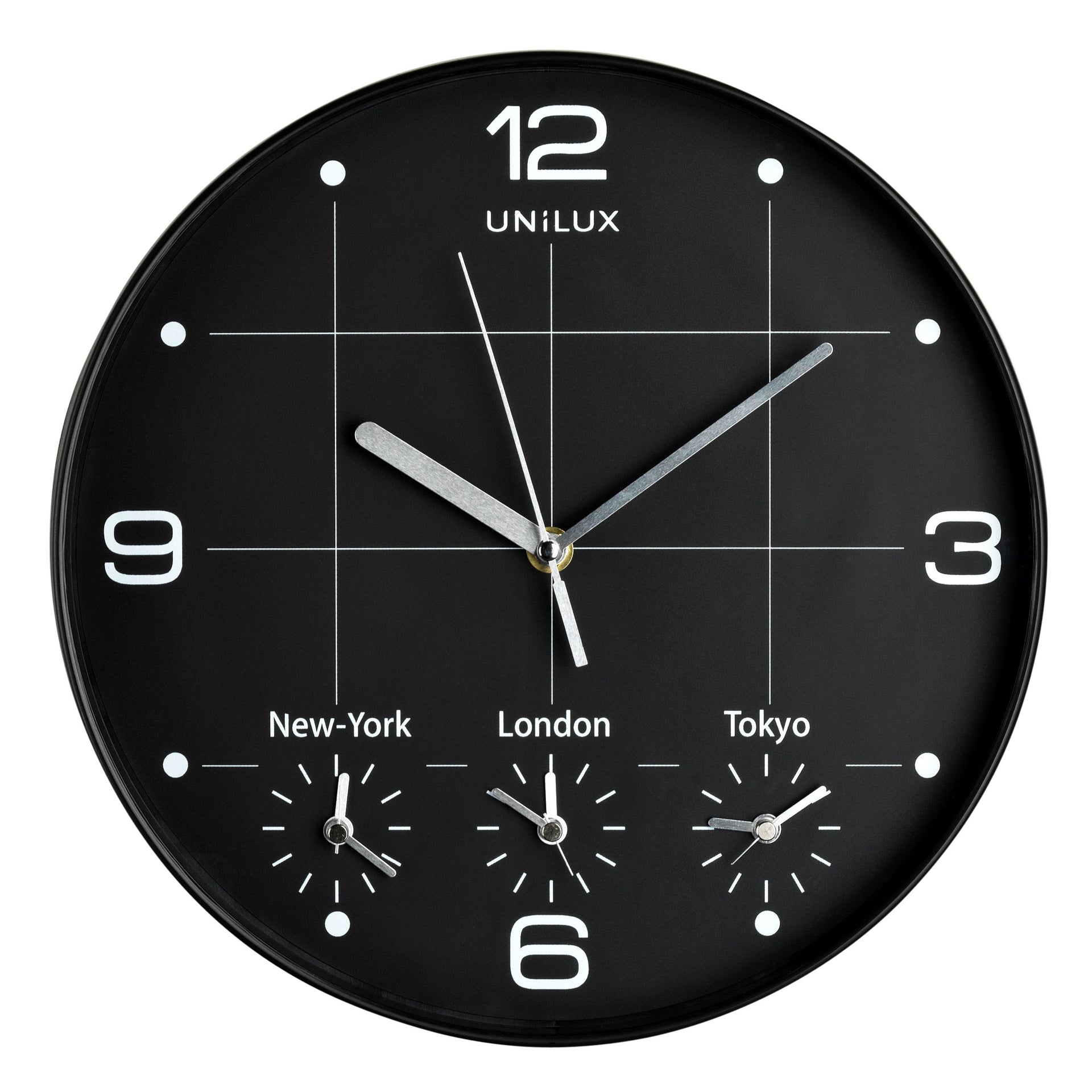 Unilux -  Wandklok on time dia 30.5cm zwart/wit