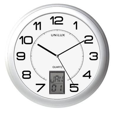Unilux -  Wandklok instinct dia 30.5cm zilvergrijs/wt