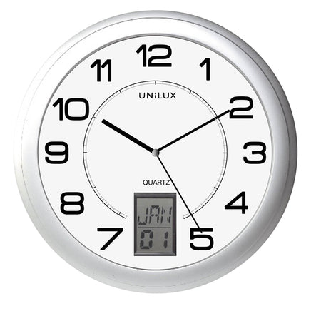 UNILUX - Reloj de pared Instinct Ø 30,5cm gris plata/blanco