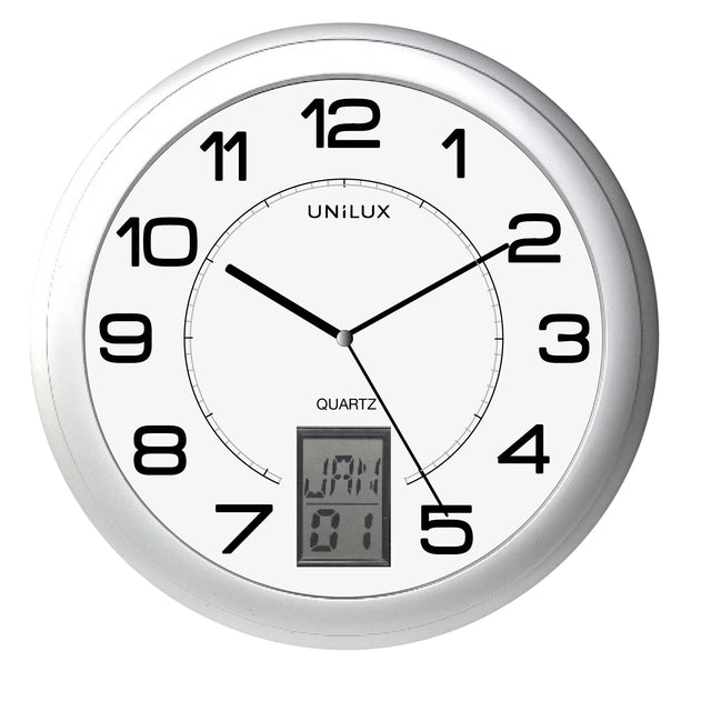 Unilux - Mur Horloge Instinct Slide 30,5 cm Gray en argent / WT | 1 pièce