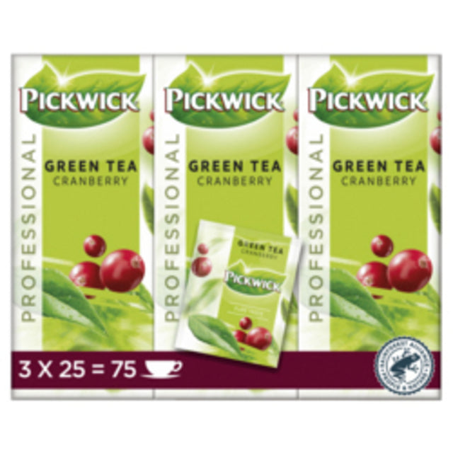 Pickwick - thee, groene thee Cranberry, pak van 25 zakjes