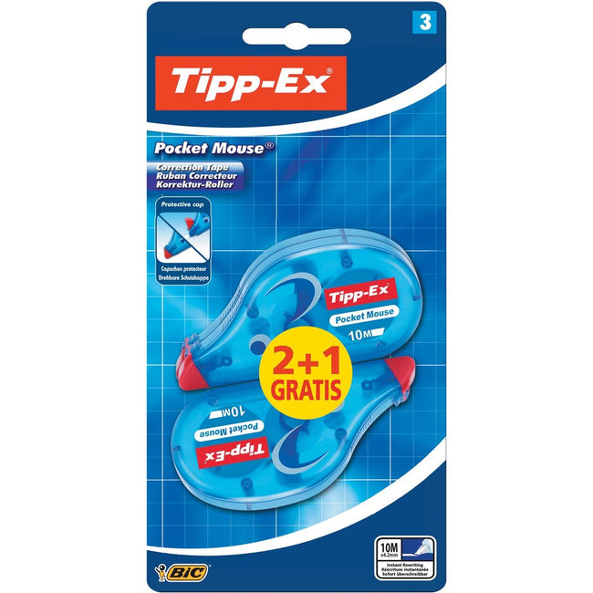 TIPP -EX - Correction Moller Pocket Mouse, Blister avec 2 + 1 gratuit