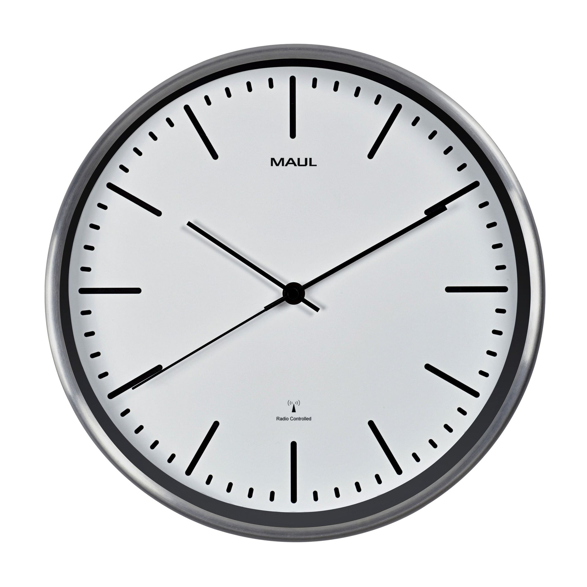 MAUL - Wall clock Fly RC Ø305x45mm aluminum frame white incl. battery