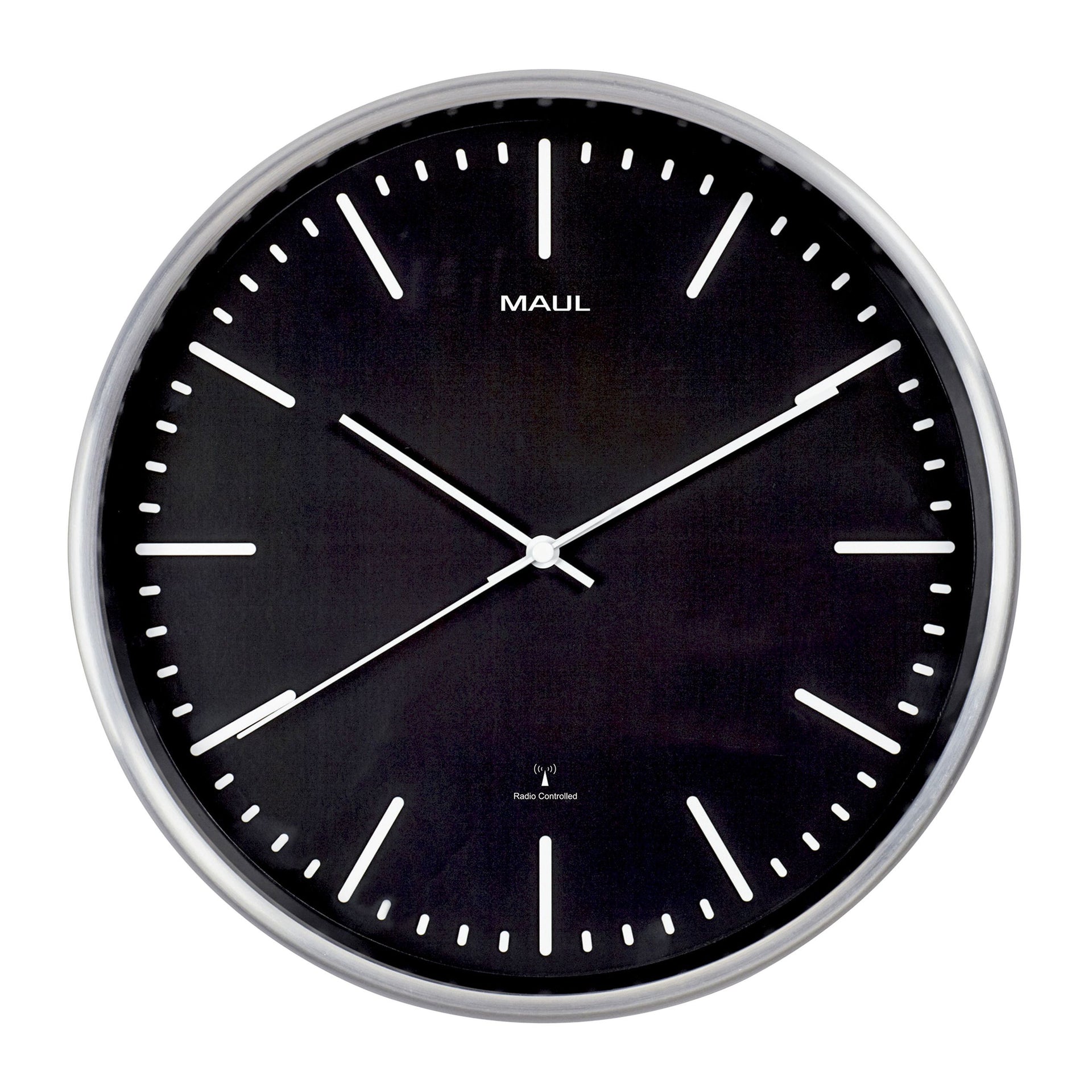 MAUL - Wall clock Fly RC Ø305x45mm aluminum frame black incl. battery