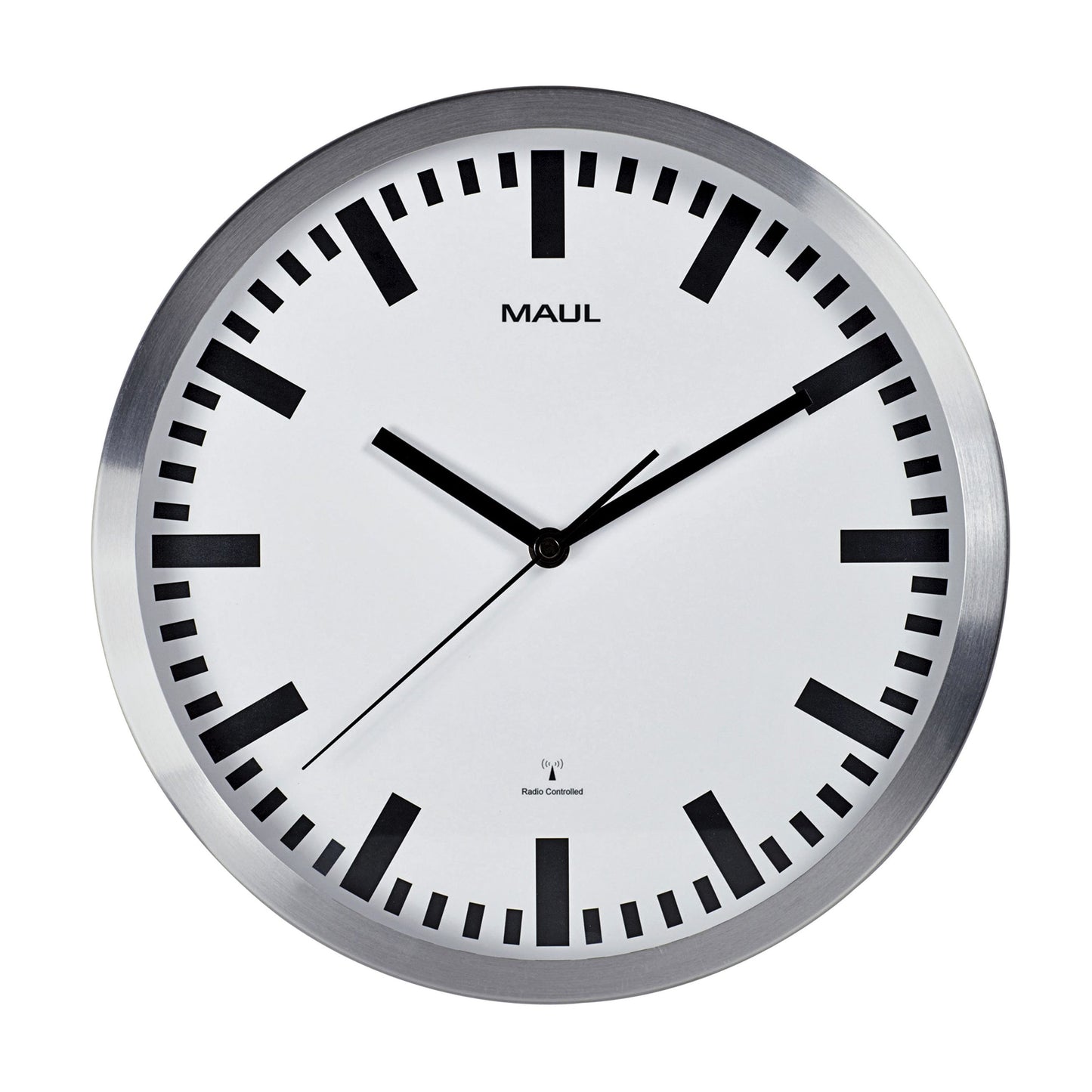 MAUL - Wall clock RC Ø305x45mm aluminum frame white incl. battery
