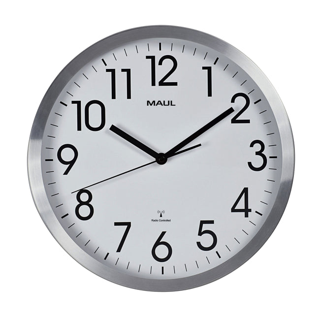 Maul - Wall clock Move RC Ø305x45mm aluminum frame white incl. battery