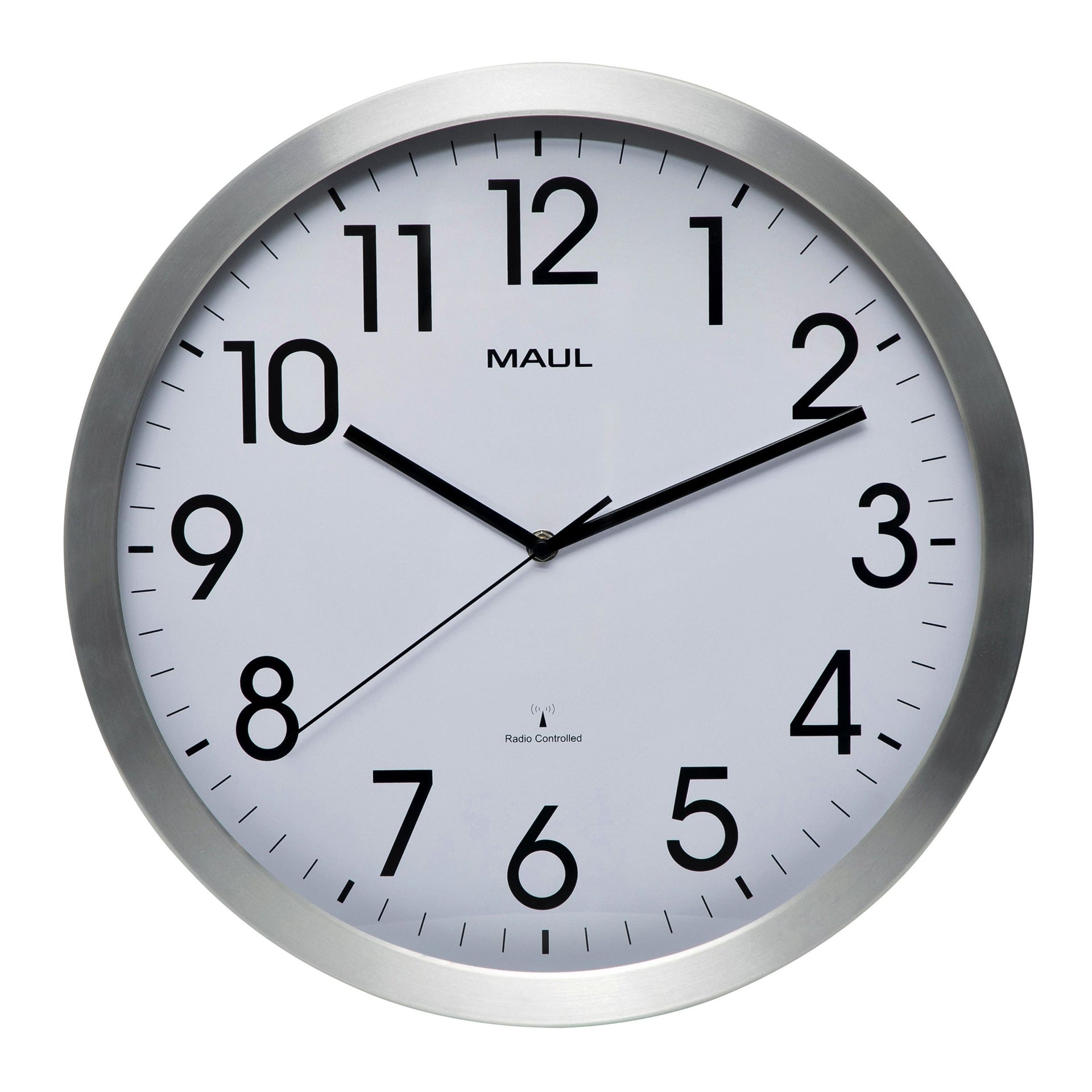 Maul - Wall clock Move RC Ø400x45mm aluminum frame white incl. battery