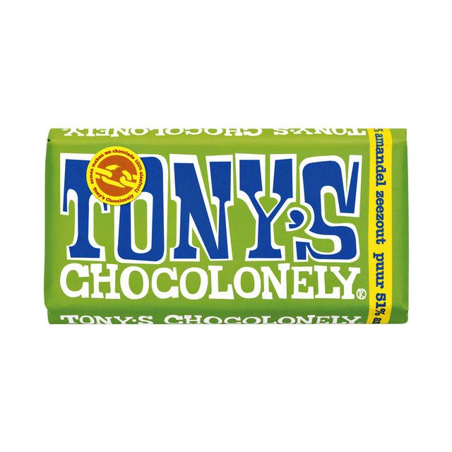 Tony's Chocolonely - Schokolade Tony Chocolonely Pure Mandel Meersalz | Stück A 180 Gramm | 15 Stücke