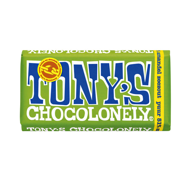 Tony's Chocolonely - Chocolate pure almond sea salt bar 180gr | 15 pieces