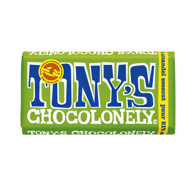 Tony's Chocolonely -  Chocolade tony chocolonely puur amandel zeezout | 15 stuks