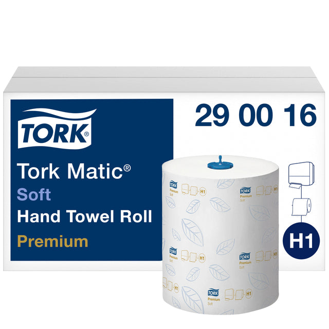 Tork - Roll à serviette MATIC H1 Premium 2lgs blanc 290016 | Box a 6 rouleau