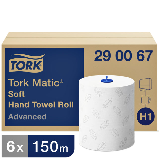 Tork - papieren handdoeken Matic voor dispenser, systeem H1, 2-laags, 150 m, doos van 6 rollen