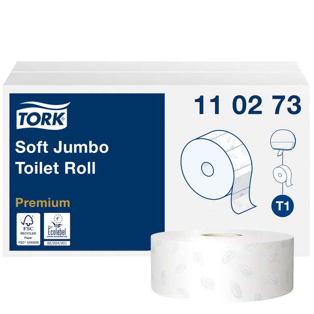 Tork - Papier de toilette Jumbo T1 Premium 2 Couche 110273 | Box a 6 rouleau