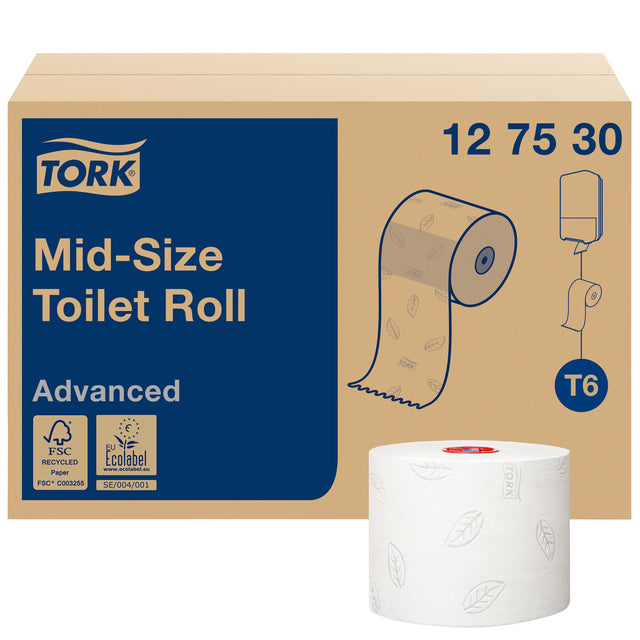 Tork-Toilett-Papier mit mittlerer Größe T6 Premium 2-Laags 100m Weiß 127530