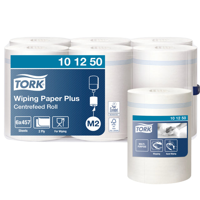 Tork - Poetspapier Wiping plus M2  160m wit 101250