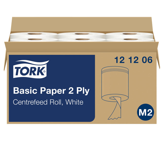 Tork - Poetsrol Basic M2 Centerfeed 2LGS Weiß 121206 | Box A 6 Roll