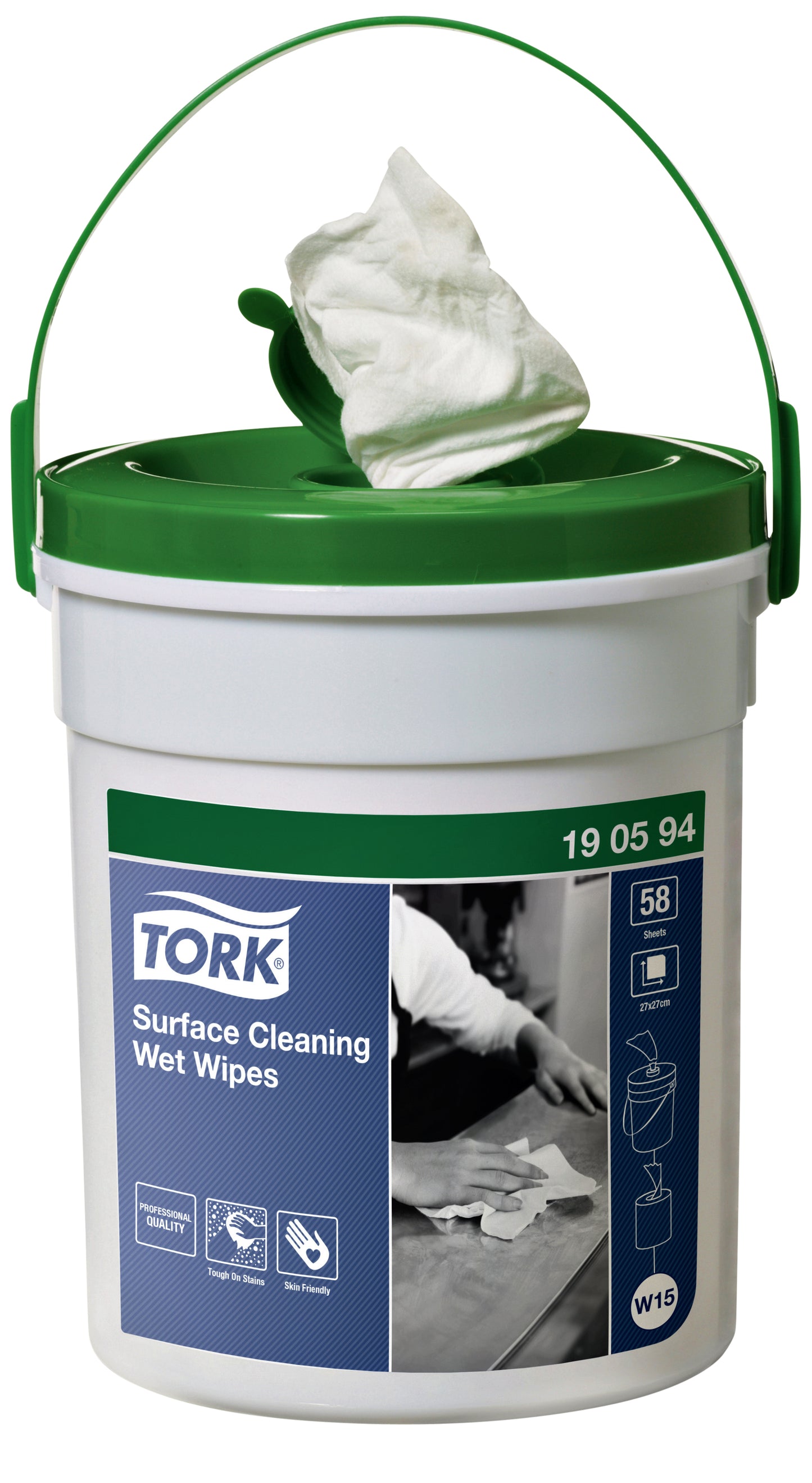 Tork -  Reinigingsdoek w15 emmer 1laags 58 vel wit